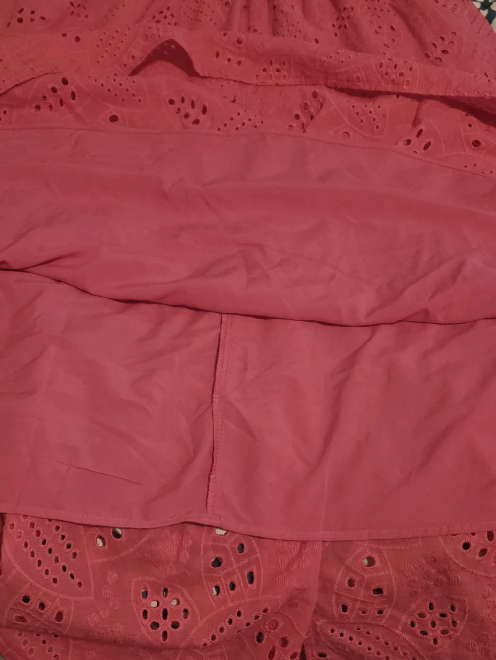 NWT Pretty Garden Hot Pink Eyelet Tiered Dress Ruched Tank Sleeveless Maxi Large - Picture 9 of 13